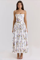 Women's Elegant Tiered A-Line Sleeveless Floral Dress – Summer Dress