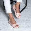 Women's Open-Toe Comfort Sandals – Synthetic Leather Summer Slides