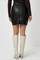 PU Leather A-Line Bodycon Mini Skirt