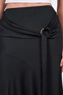 High Waist Wood Veneer Sash Bodycon Skirt