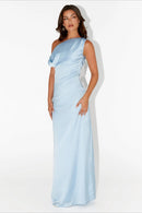 Solid Maxi Dress with Asymmetric Neckline