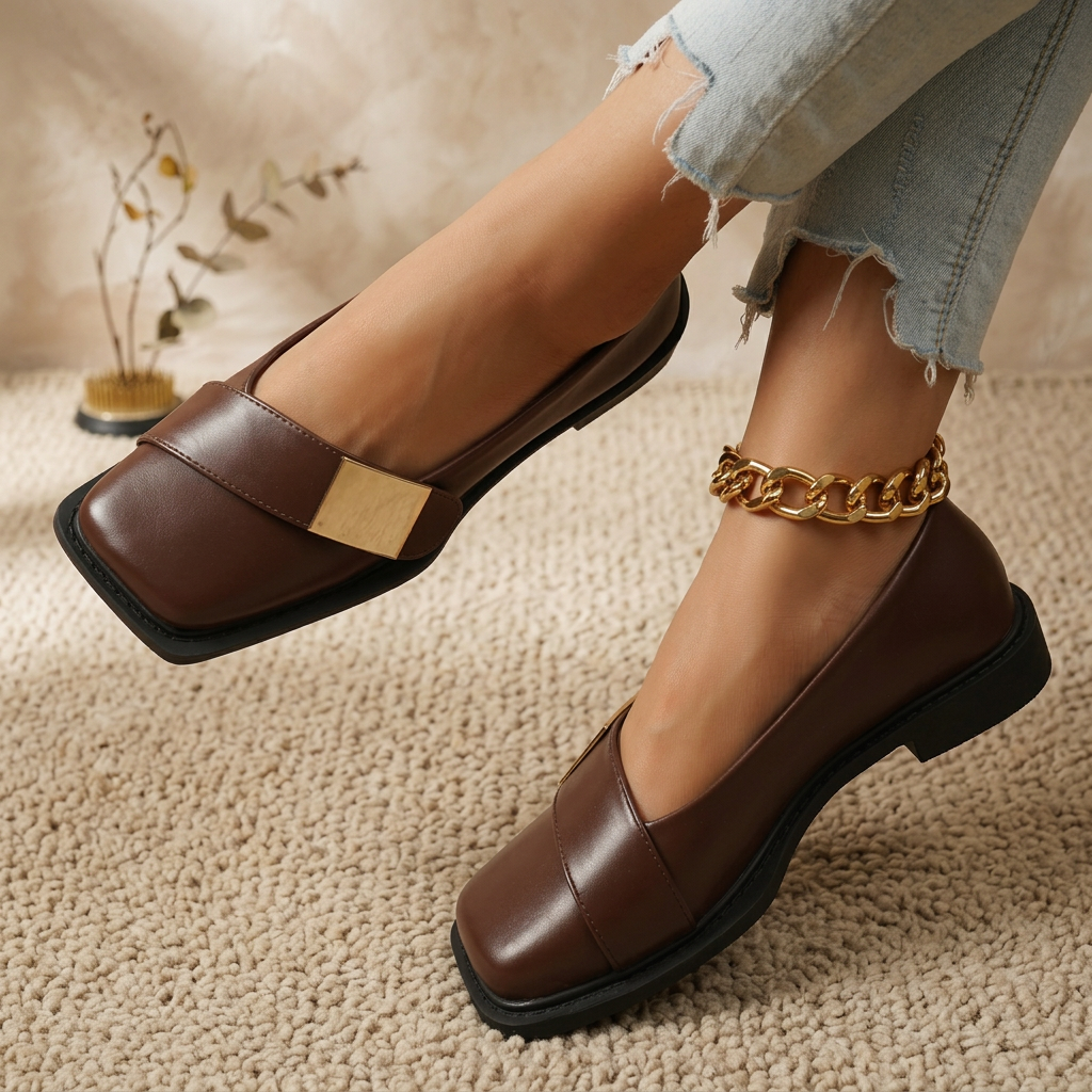 Women's Square Toe Slip-On Loafer Flats – Fashion Casual Shoes