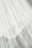 Sexy Sheer Brocade Lace White Jacquard Maxi Skirt