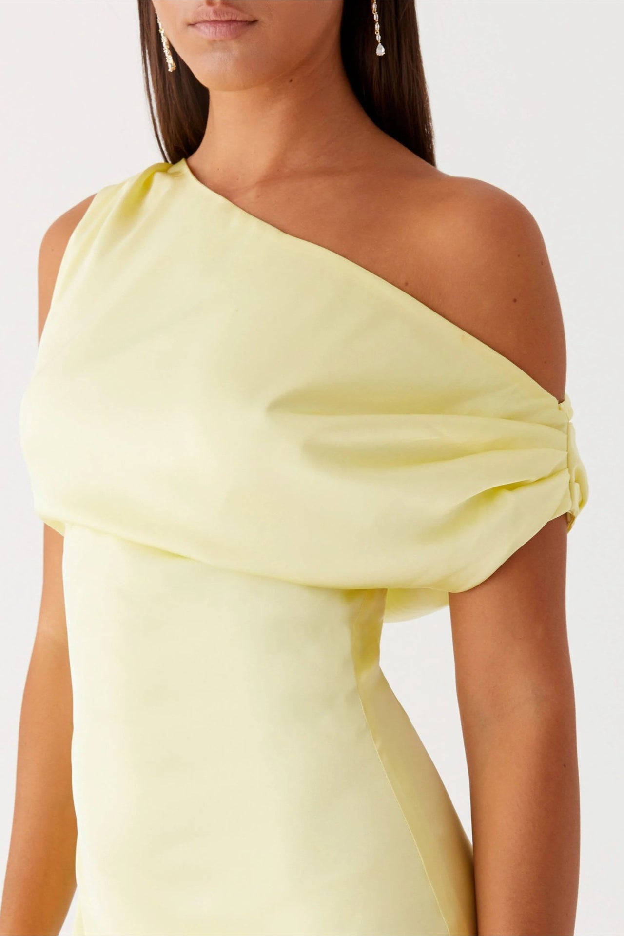 Solid Maxi Dress with Asymmetric Neckline