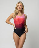 Womens One-Piece Sports Swimsuit Ombre Print – Quick-Dry Activewear