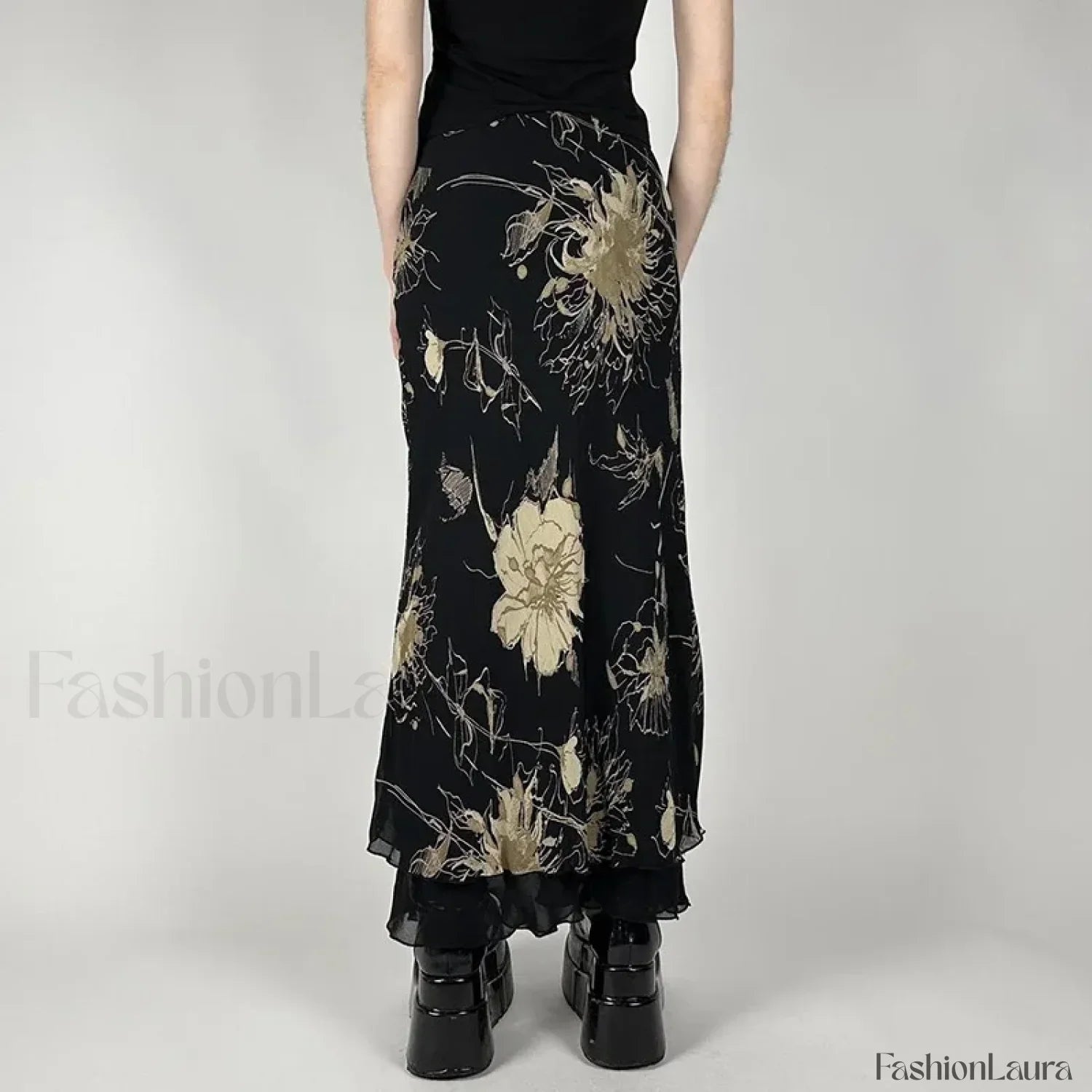 Goth Floral Double Layer Skirt