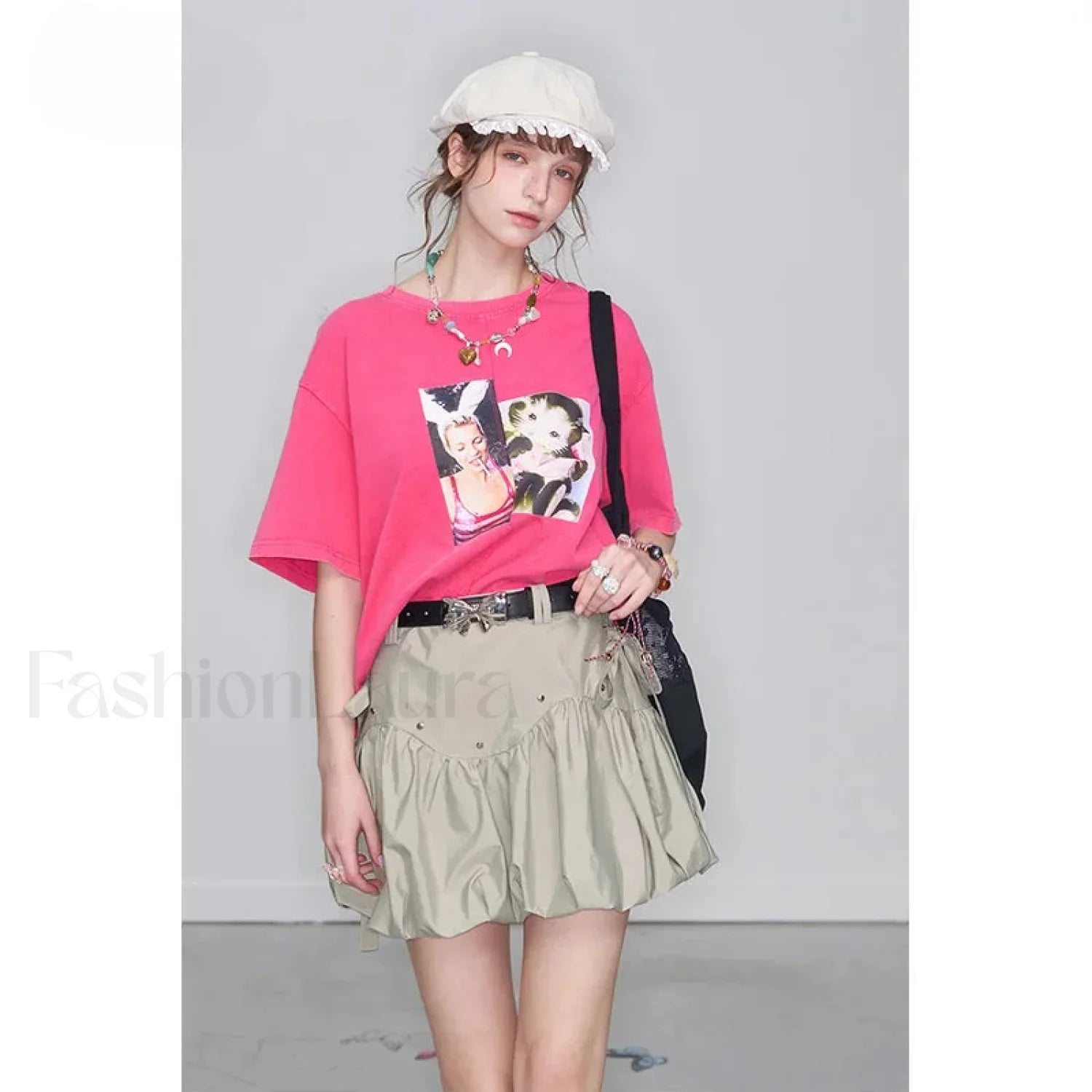 Gray Bowknot Pleated Sweet Skirt