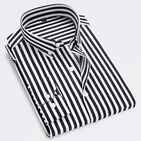 Men's Striped Long Sleeve Fitted Shirt – Button-Down Slim Fit Shirt