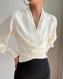 Women's Blouse Puff Sleeve Top Elegant Design