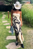 Horse print maxi tube dress front