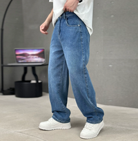 Men's Straight Leg Blue Jeans - Classic Casual Denim Pants