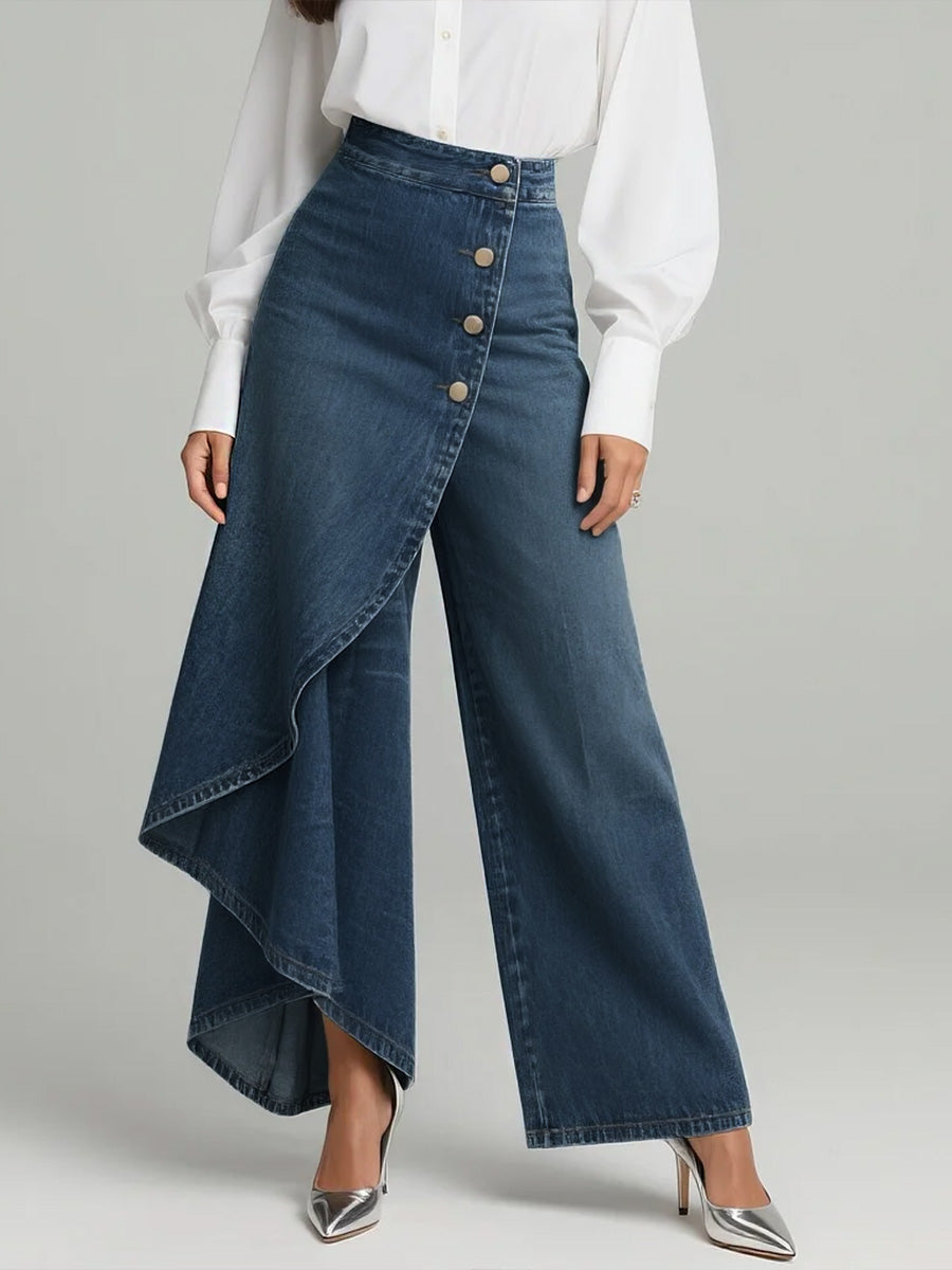 Women's High Waist Wide-Leg Denim Pants – Cape Style Flare Jeans
