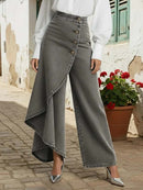 Women's High Waist Wide-Leg Denim Pants – Cape Style Flare Jeans