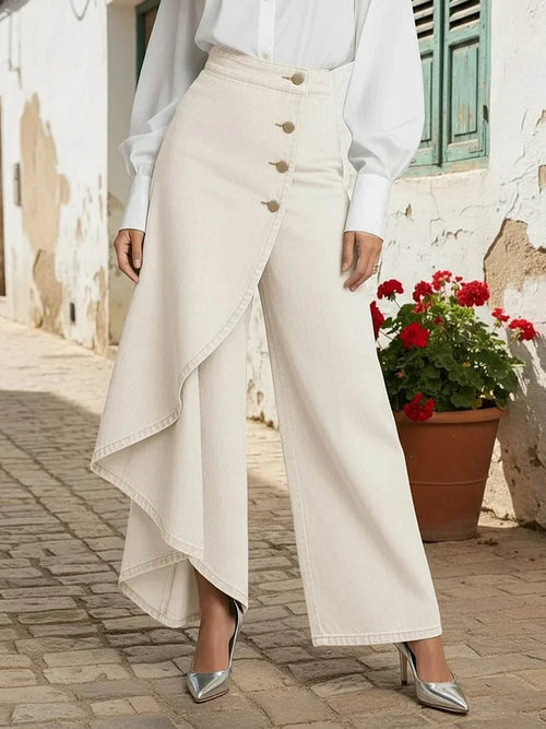 Women's High Waist Wide-Leg Denim Pants – Cape Style Flare Jeans