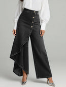 Women's High Waist Wide-Leg Denim Pants – Cape Style Flare Jeans