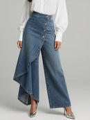 Women's High Waist Wide-Leg Denim Pants – Cape Style Flare Jeans