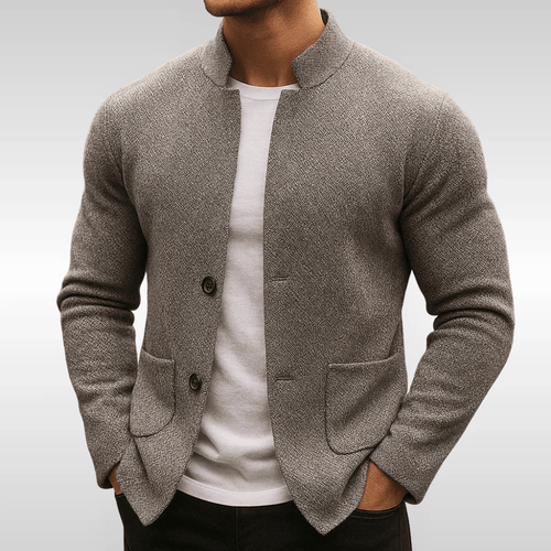 Men's Buttoned Wool Cardigan – Scandinavian Long Sleeve Knit Sweater