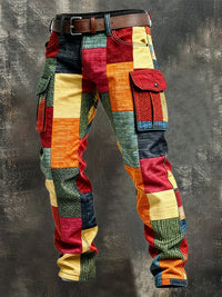 Men's Multicolored Straight Cargo Pants – Urban Stylish Patchwork Trousers