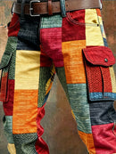 Men's Multicolored Straight Cargo Pants – Urban Stylish Patchwork Trousers