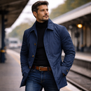Men’s Buttoned-Up Weatherproof Coat – Windproof Waterproof Jacket