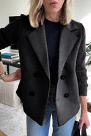 Women’s Wool Casual Blazer Coat With Notch Lapel Collar – Elegant Everyday Outerwear