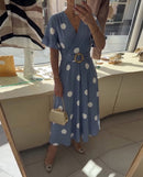 Polka Dot Fitted V-Neck Dress