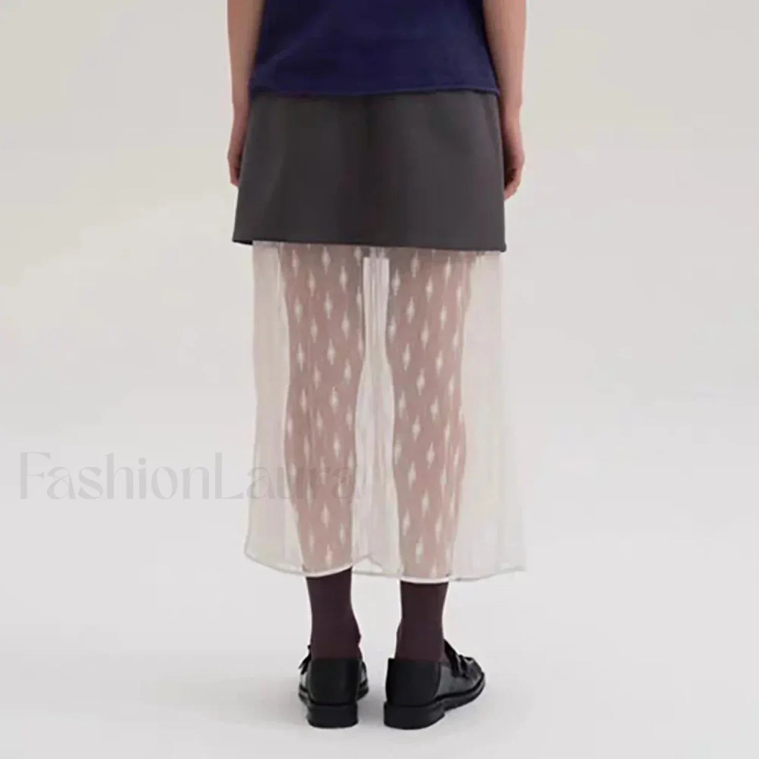 Lace Splicing Straight Zipper Skirt