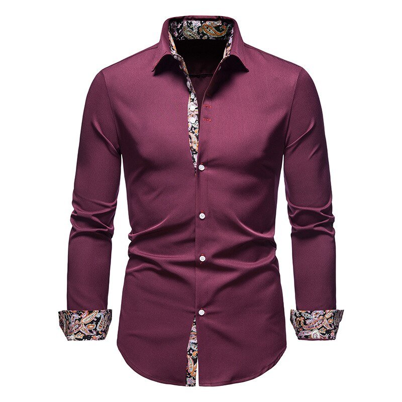 Mens Slim Fit Long Sleeve Shirt Modern Stretch – Casual Dress Shirt
