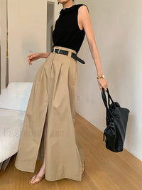 High-Waist Pleated Flared Elegant Midi Skirt