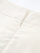 Patchwork Asymmetrical Pleated Buttoned Midi Skirt