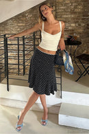 Polka Dot Fishtail Midi Skirt