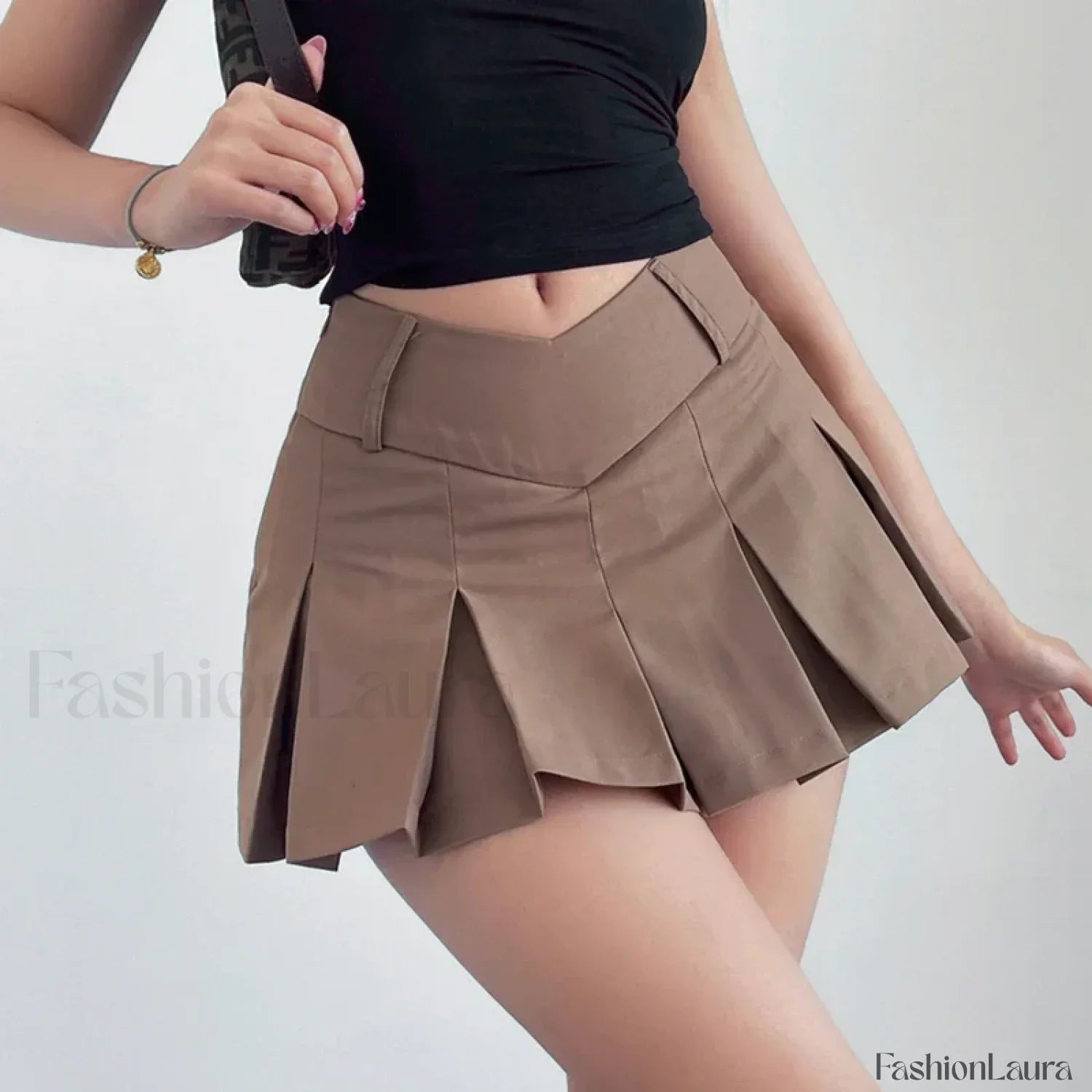 Preppy Solid High Waist Mini Skirt