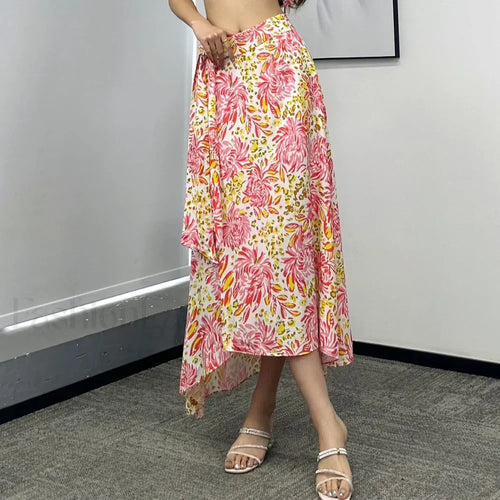 Printed Asymmetric Straight Skirt
