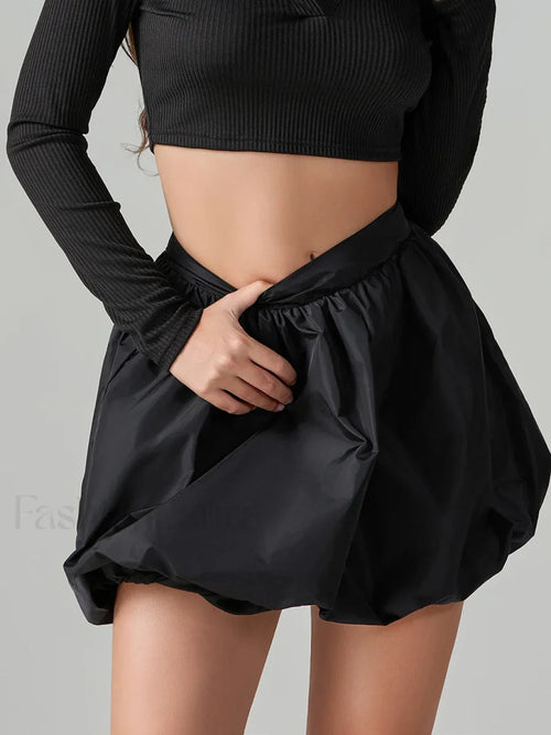 Puffball Pleated High Waist Skirt