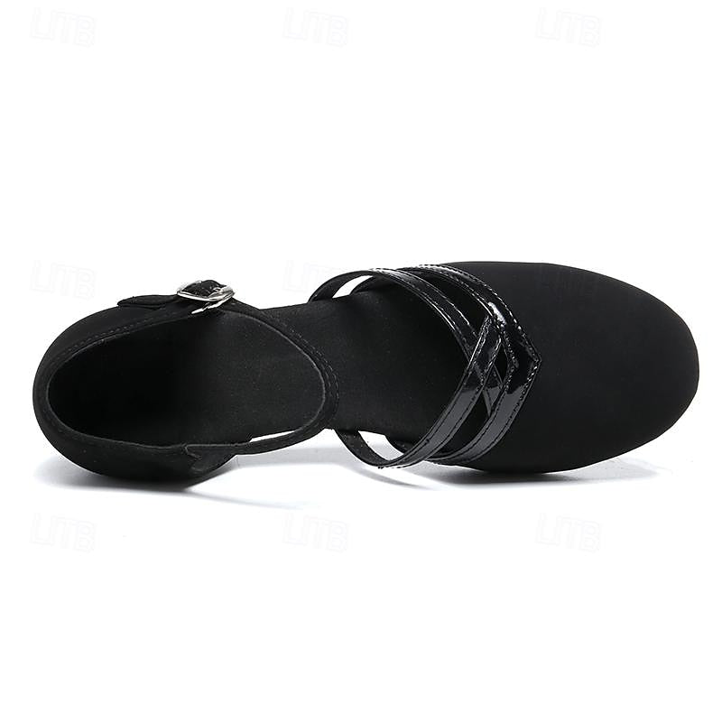 Womens Black Suede Dance Shoes Low Heel – Professional Ballroom Shoes