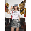 Silver Hip-Hugging Half Skirt