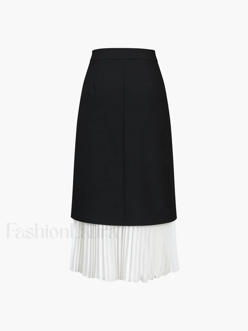 Two Tone Pleated Long Skirt