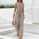 Women's Sleeveless Round Neck Jumpsuit – Summer Wide-Leg One-piece fit
