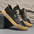 Men’s White Lace-Up Leather Sneakers – Classic Casual Comfort Shoes
