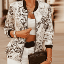 Women's Vintage Zip-Up Jacket – Casual Stand Collar Retro Jacket