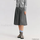 Woolen Pleated A-Line Skirt