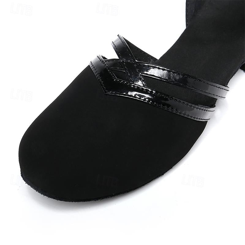 Womens Black Suede Dance Shoes Low Heel – Professional Ballroom Shoes